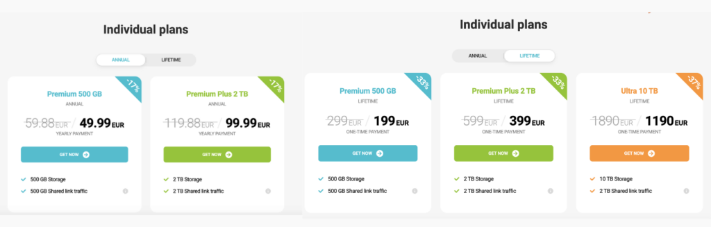 pCloud Review - pCloud Individual Plans Pricing
