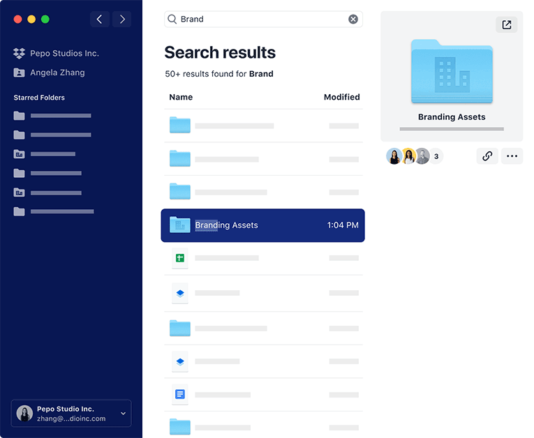 Dropbox vs Sync.com - Dropbox User Interface