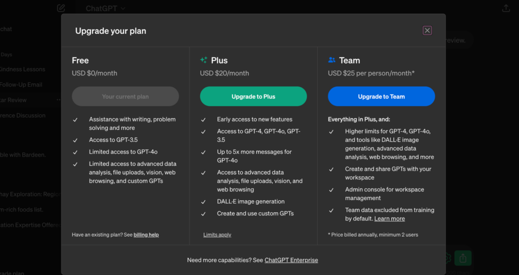 notion ai vs chatgpt  - ChatGPT Pricing