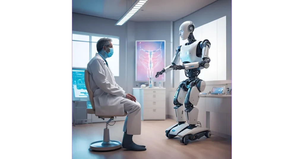 Chatbots in Healthcare: AI Robot With a Doctor in a Healthcare Clinic