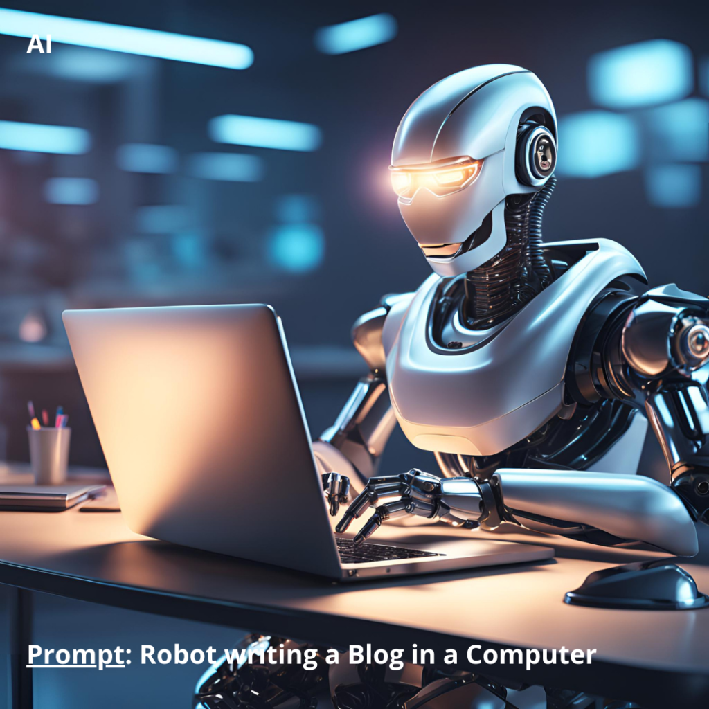 Prompt Robot writing a Blog in a Computer